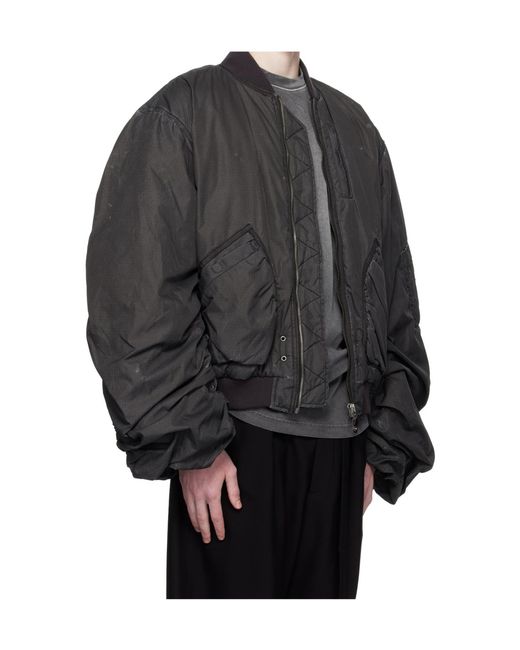 we11done Gray Gathered-Effect Bomber Jacket for men