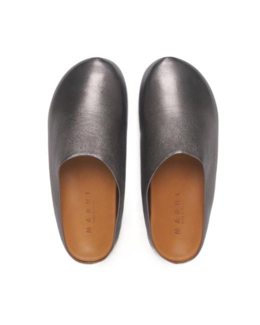 Marni Brown Logo Printed Sabots for men