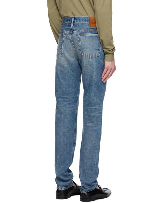 Tom Ford Blue Button Zipper Denim Trousers for men