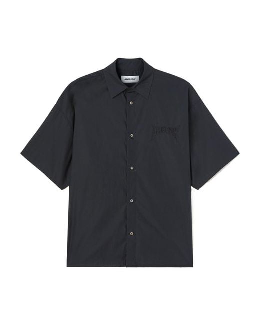 Ambush Blue Logo-Patch Buttoned Shirt for men