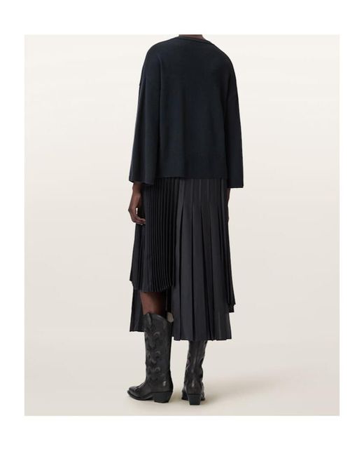 AllSaints Blue Lucille 2-In-1 Midi Dress