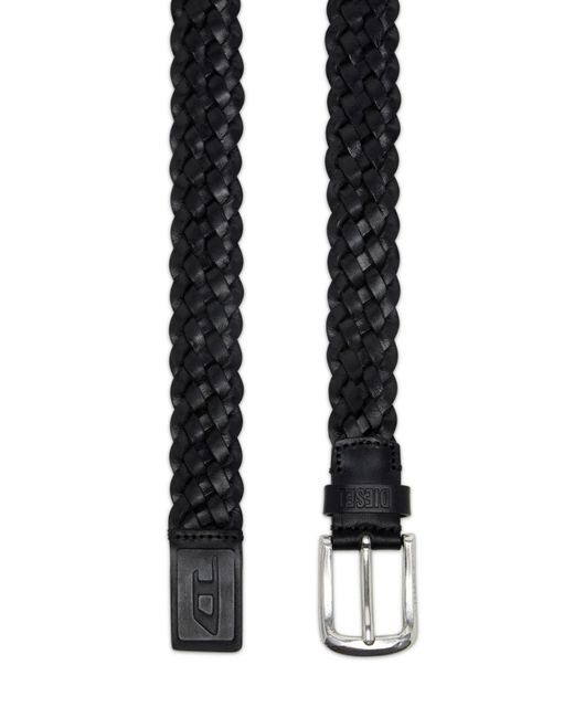 DIESEL White Logo Embossed Braided Belt for men