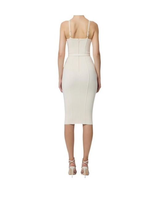 Elisabetta Franchi White Belted Sleeveless Dress