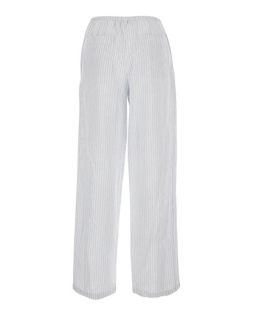 DUNST White Striped Drawstring Pyjama Pants