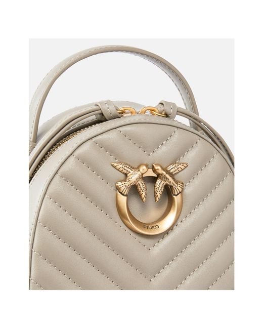Pinko Gray Love Click Matelassé Backpack