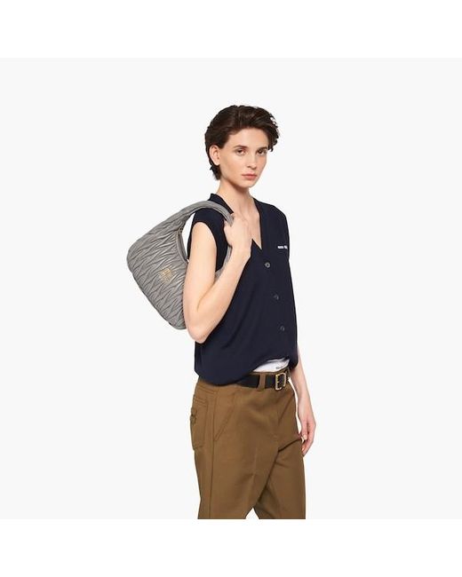 Miu Miu Gray Wander Quilted Shoulder Bag