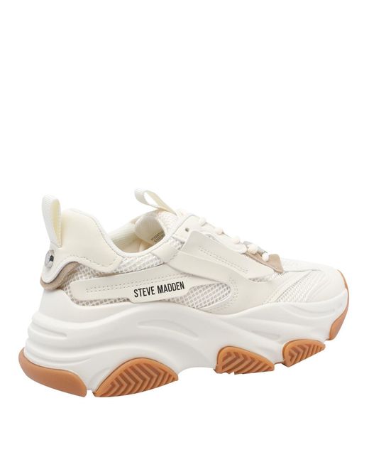 Steve Madden Natural Logo-Print Chunky Sneakers