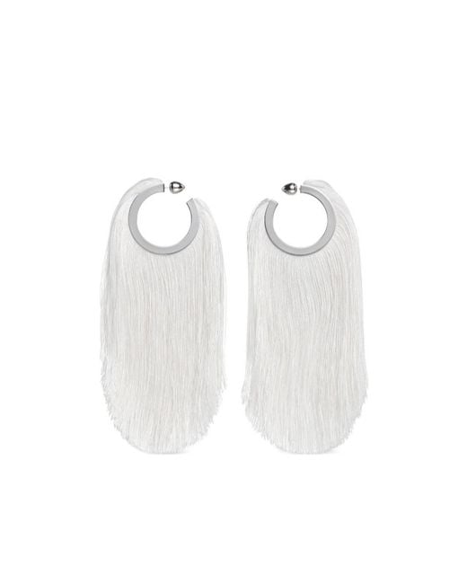Alaïa White Fringed Earrings