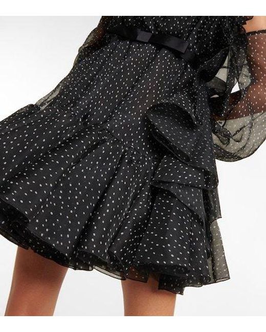 Giambattista Valli Black Polka-Dot Strapless Silk Mini Dress