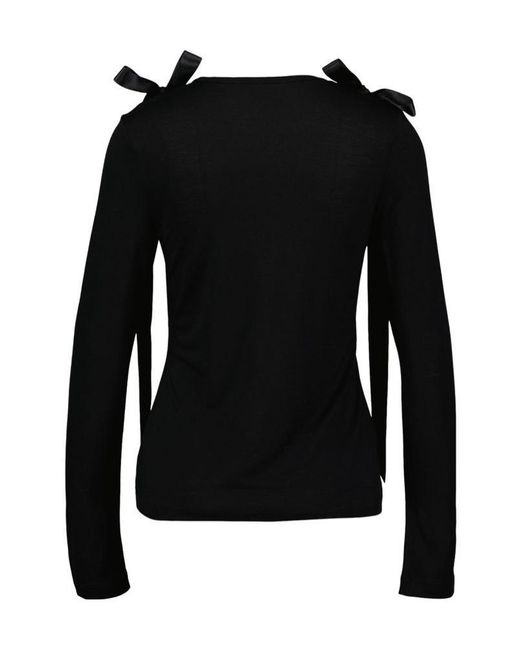 Simone Rocha Black Bow Ribbon Tail Long Sleeve T-Shirt