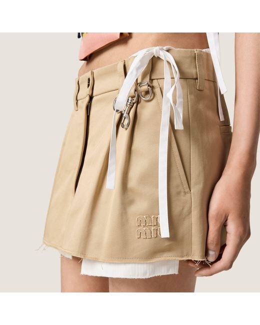 Miu Miu Natural Pleated Mini Skirt