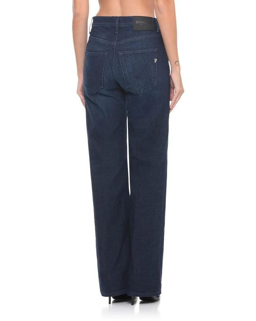 Dondup Blue Jewel Button Wide-Leg Jeans