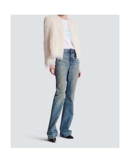 Balmain White Fringed Jacket