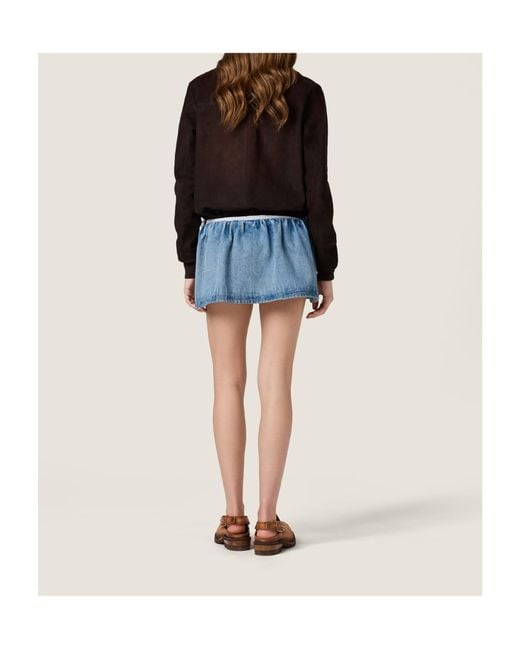 Miu Miu Blue Washed Denim Miniskirt