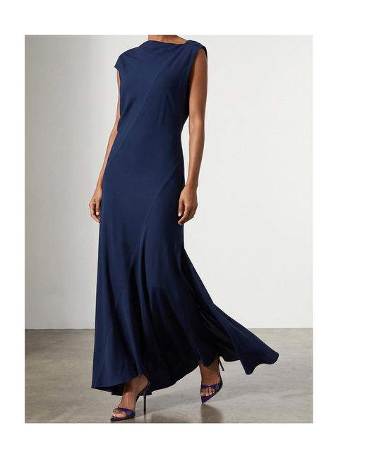 Alberta Ferretti Blue Draped Asymmetrical Dress