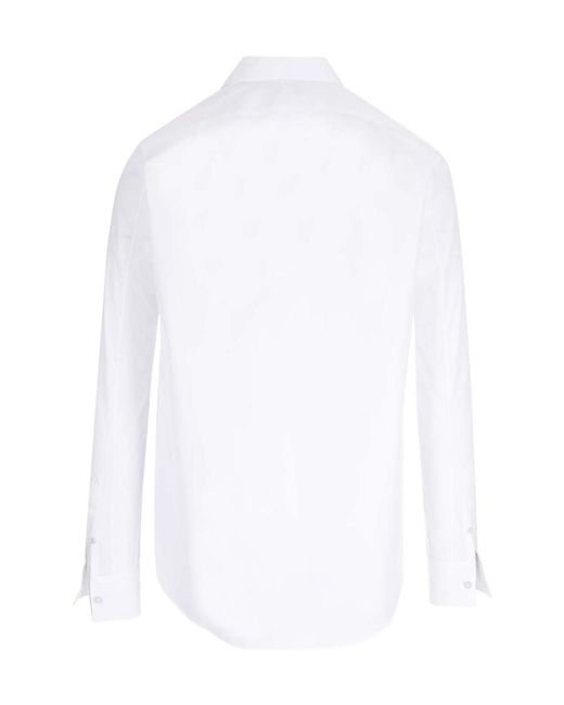 McQueen White Pointed-Collar Poplin Shirt for men