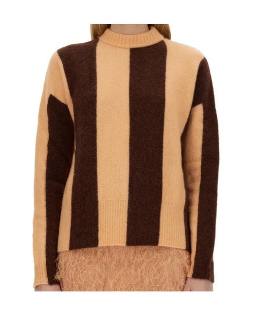Alysi Brown Stripe Detailed Knitted Jumper