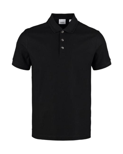 Burberry Black Embossed Buttons Polo Shirt for men