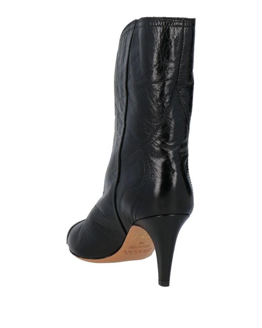 Isabel Marant Black Solid-Color Genuine Leather Ankle Boots