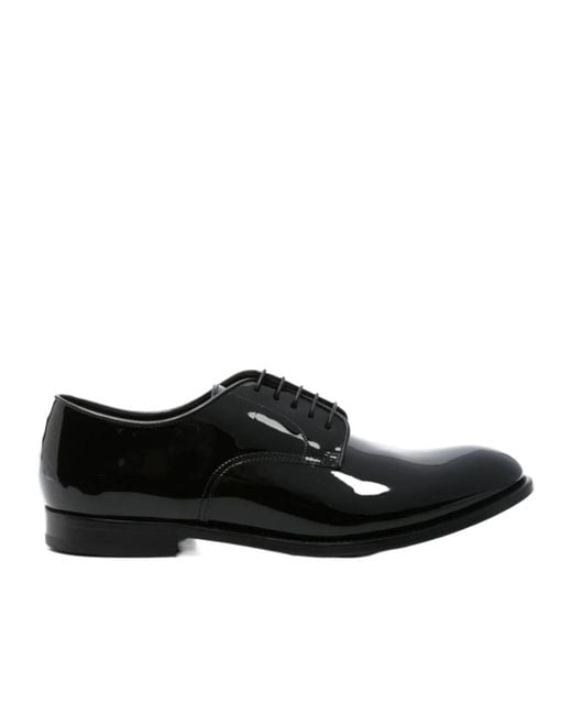 Doucal's Black Patent-Leather Derby Shoes for men