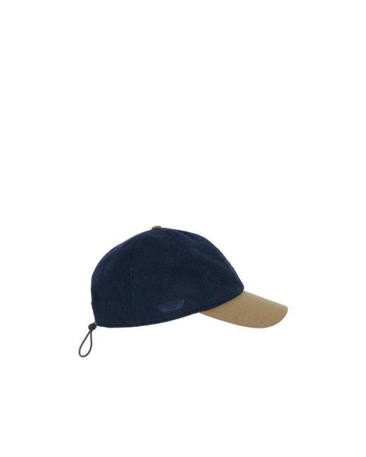 Sease Blue Contrast-Brim Cashmere Cap for men