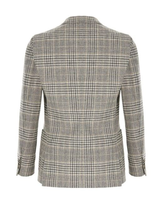 Lardini Gray Single-Breasted Checked Blazer for men