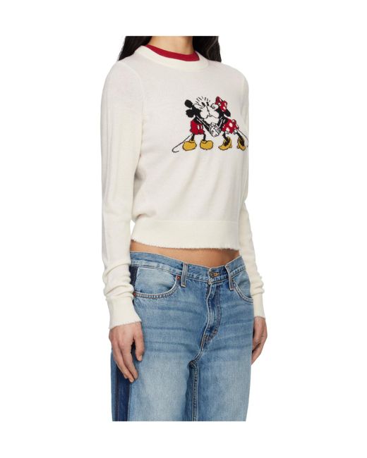 Re/done Blue Cashmere 'Mickey Mouse' Sweater
