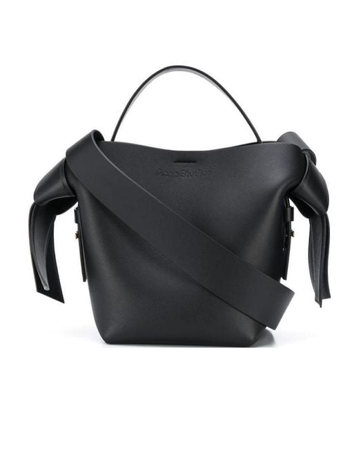 Acne Black Musubi Logo Embossed Mini Top Handle Bag