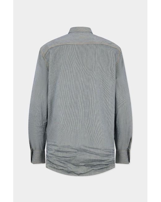 DSquared² Gray Striped Denim Canadian Vintage Shirt for men