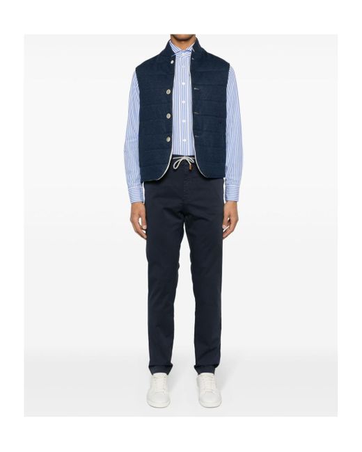 Eleventy Blue Drawstring-Waist Chino Trousers for men