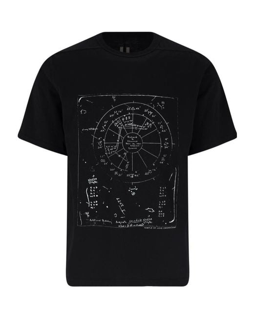 Rick Owens Black Graphic Printed Crewneck T-Shirt for men