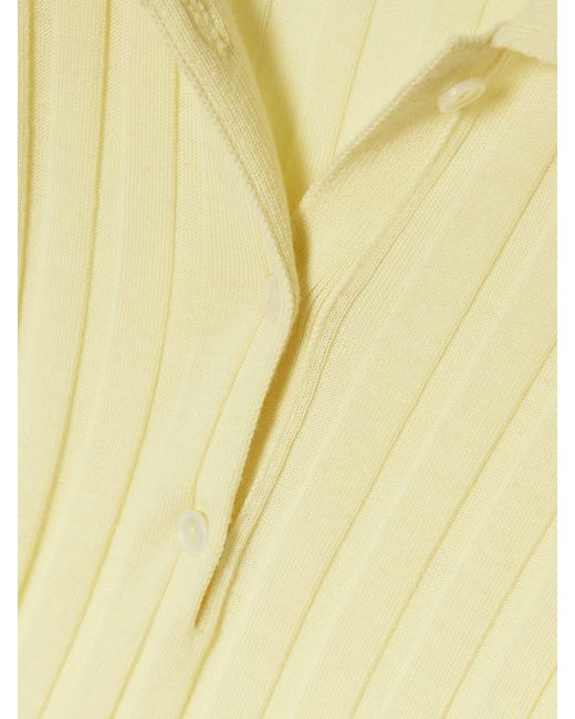 Calvin Klein Yellow Amber Ribbed Wool Polo Sweater