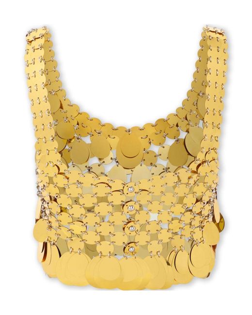 Rabanne Yellow Sequined Short Top