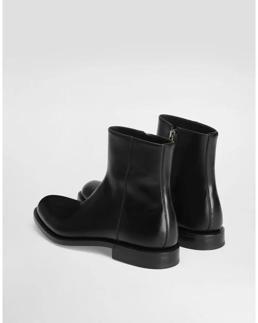 Dolce & Gabbana Black Round Toe Ankle Boots for men