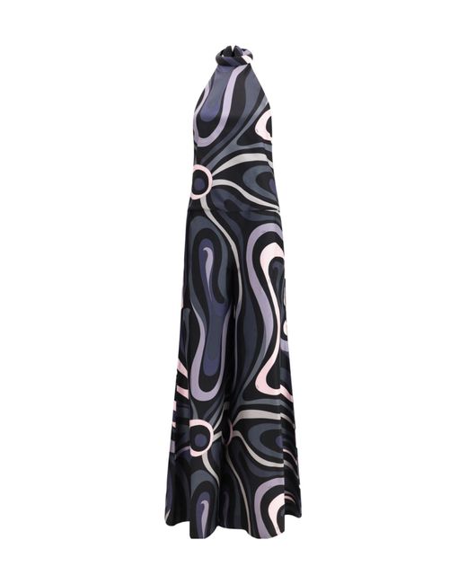 Emilio Pucci Black Pucci V-Neck Printed Sleeveless Jumpsuit