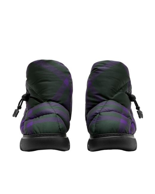 Burberry Blue Check Pillow Padded-Desigh Boots