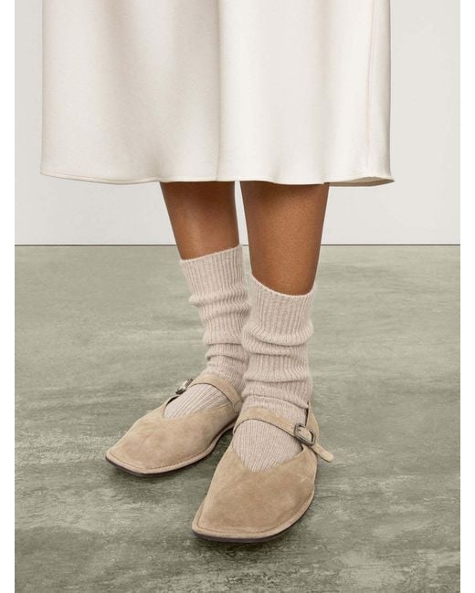 Lisa Yang Gray Ribbed Cashmere Socks