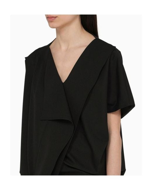 The Row Black Draped Asymmetrical Midi Dress