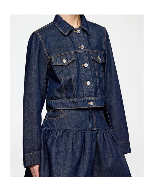 Ganni Blue Cropped Denim Jacket
