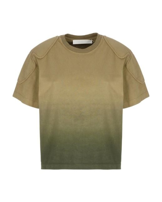 Dion Lee Green Sunfade-Effect Shoulder-Pad T-Shirt