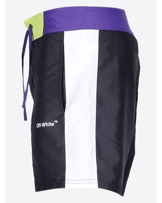 Off-White c/o Virgil Abloh Blue Logo Printed Drawstring Swim Shorts for men