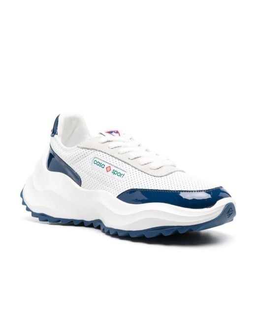 Casablanca Blue Logo-Patch Lace-Up Sneakers for men