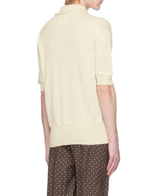 Maison Margiela White Knit Polo Shirt for men