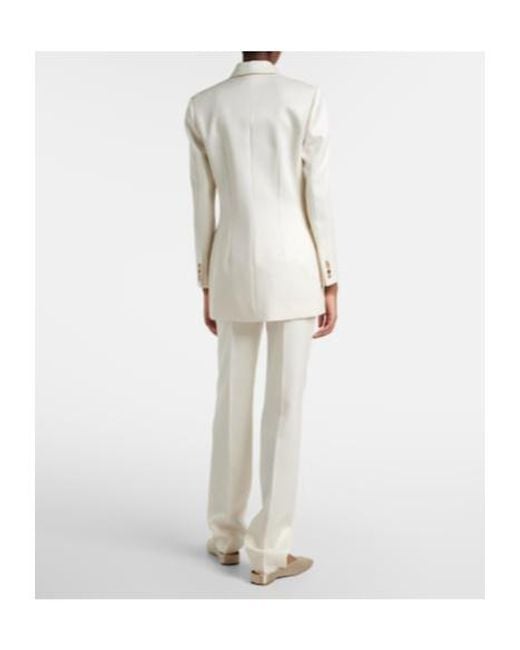 Calvin Klein White Lucia High-Rise Wool And Silk Slim Pants