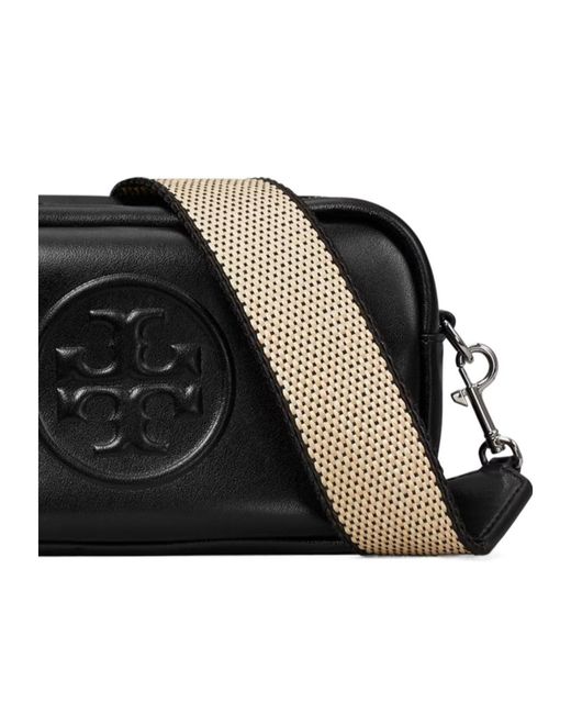 Tory Burch Black Mini Miller Logo-Embossed Crossbody Bag