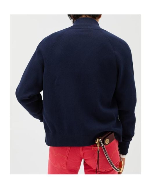 Versace Blue Zip Knitted Sweater for men