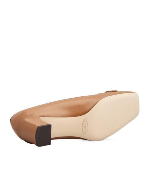 Tod's Brown Logo Engraved Pumps