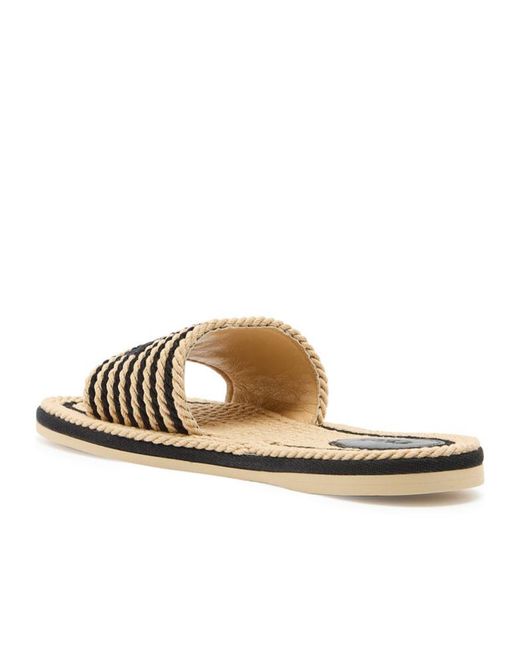 Chloé White Chloé Sand Striped Woven Sliders