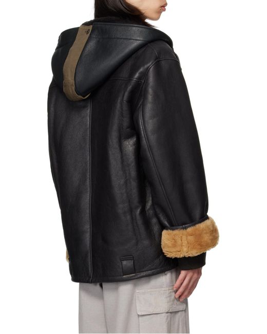 Our Legacy Black Blizzard Hooded Leather Jacket for men