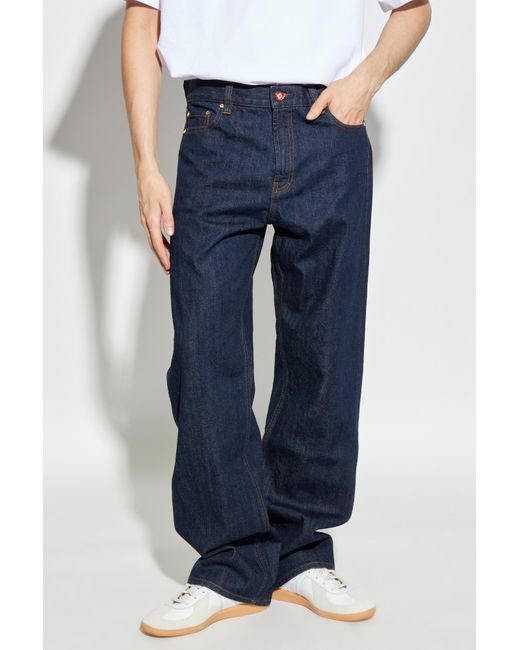 Casablanca Blue Logo Patch Straight Leg Jeans for men
